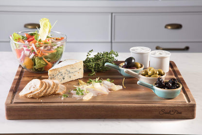 PREMIUM ACACIA Cutting Board & Professional Heavy Duty Butcher Block w/Juice Groove - Extra Large (17"x13"x1.4") Organic, End Grain Chopping Block. Ideal Serving Tray for Meat & Cheese