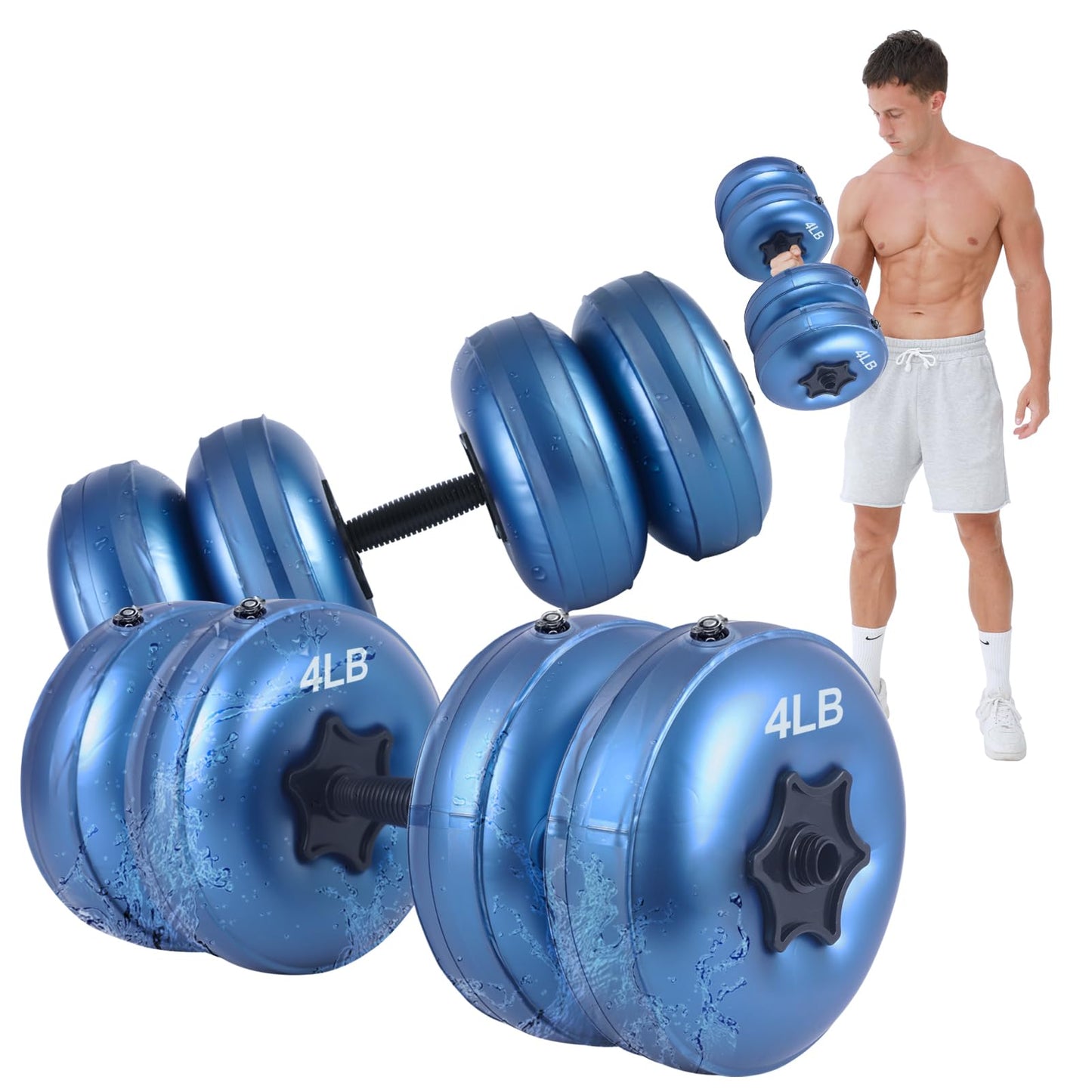 Water Filled Dumbbells Set - Water Filled Weights - Portable Travel Weights - Weights Adjustable Dumbbells - Portable Fitness Equipment - Strength Training - Fitness and Shaping