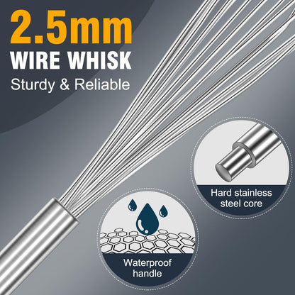 Eddeas 17in Large Whisk,Heavy Duty whisk, Stainless Steel whisk Suitable for Mixing Thick batter, Dry Ingredients and Seasonings.Accessories for professional commercial kitchens.