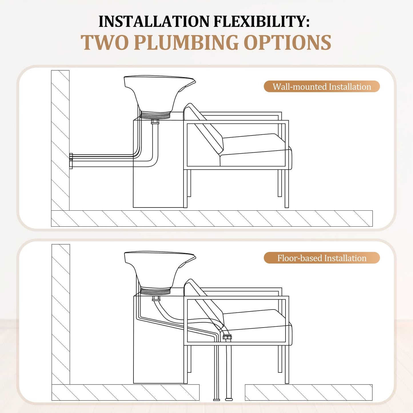 OmySalon Salon Shampoo Bowl and Chair, Hair Washing Station w/Tilting Sink & Storage Cabinet, Backwash Barber Chair for Barbershop Beauty Spa Massage Hairdressing