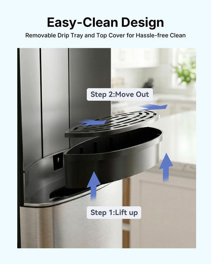 EUHOMY Bottom Loading Water Cooler Dispenser for 5 Gallon Bottle, Hot/Cold/Warm Water Dispenser with Child Safety Lock, LED Display Light, Ideal for Home, Office & Apartment, Black