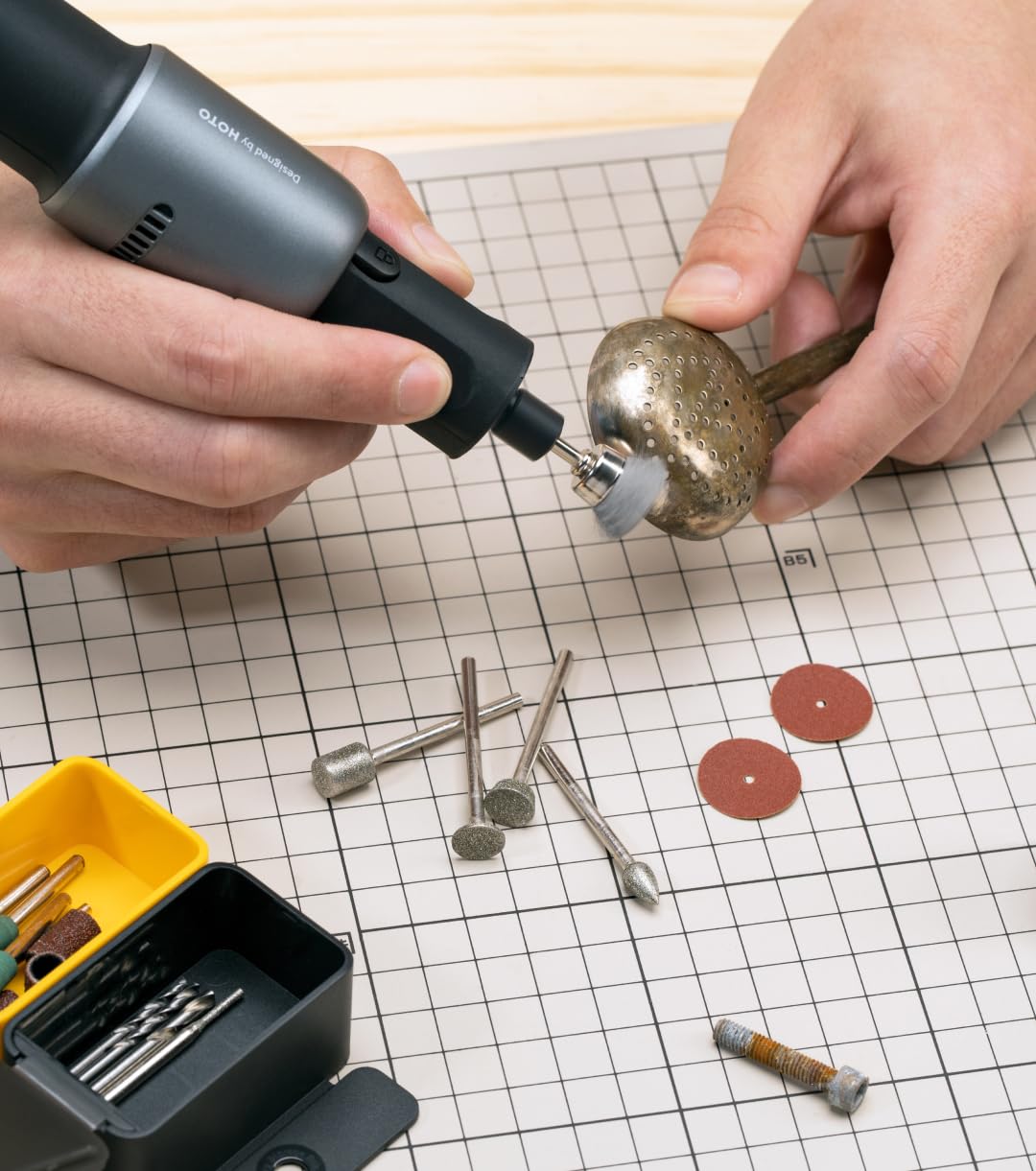 HOTO Rotary Tool Accessories Kit, 60-Piece Set, Fits 1/8'' (3.2mm) & 3/32'' (2.3mm), Sanding, Grinding, Cutting, Drilling, Sharpening, Carving & Engraving