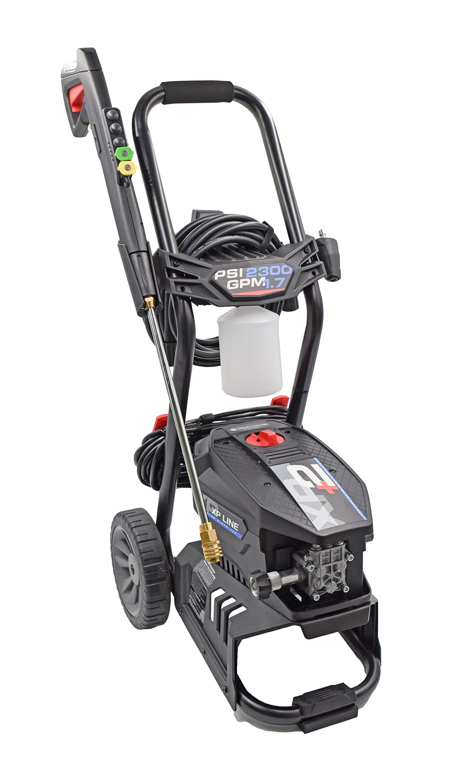 AR Blue Clean BCXP22300P Electric Pressure Washer-2300 PSI, 1.7 GPM, 13 Amps Quick Connect Accessories, Two Wheel Trolley, On Board Storage, Portable Pressure Washer, High Pressure, Car washer, Patio