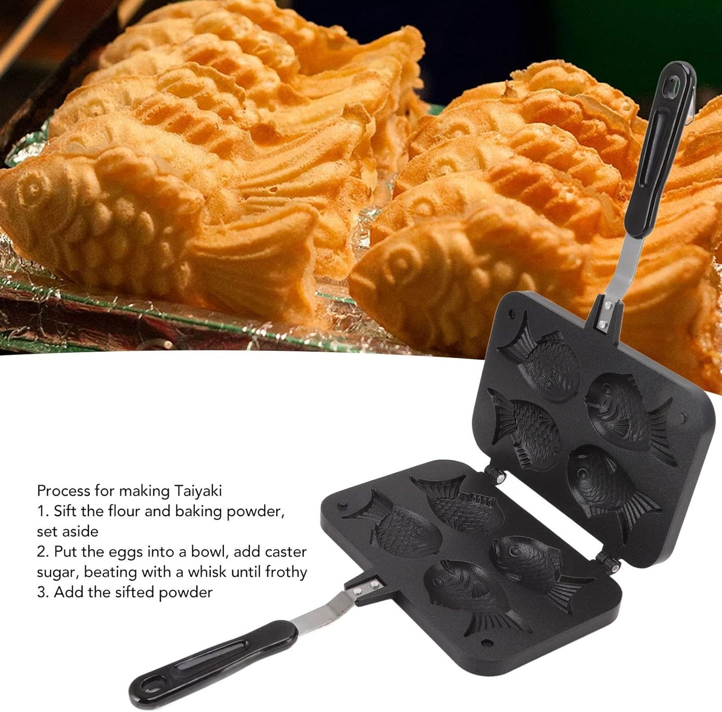 Luqeeg Taiyaki Pan, Japanese Non Stick Fish Shaped Pancake Baking Pan for Home Cooking Party Dessert