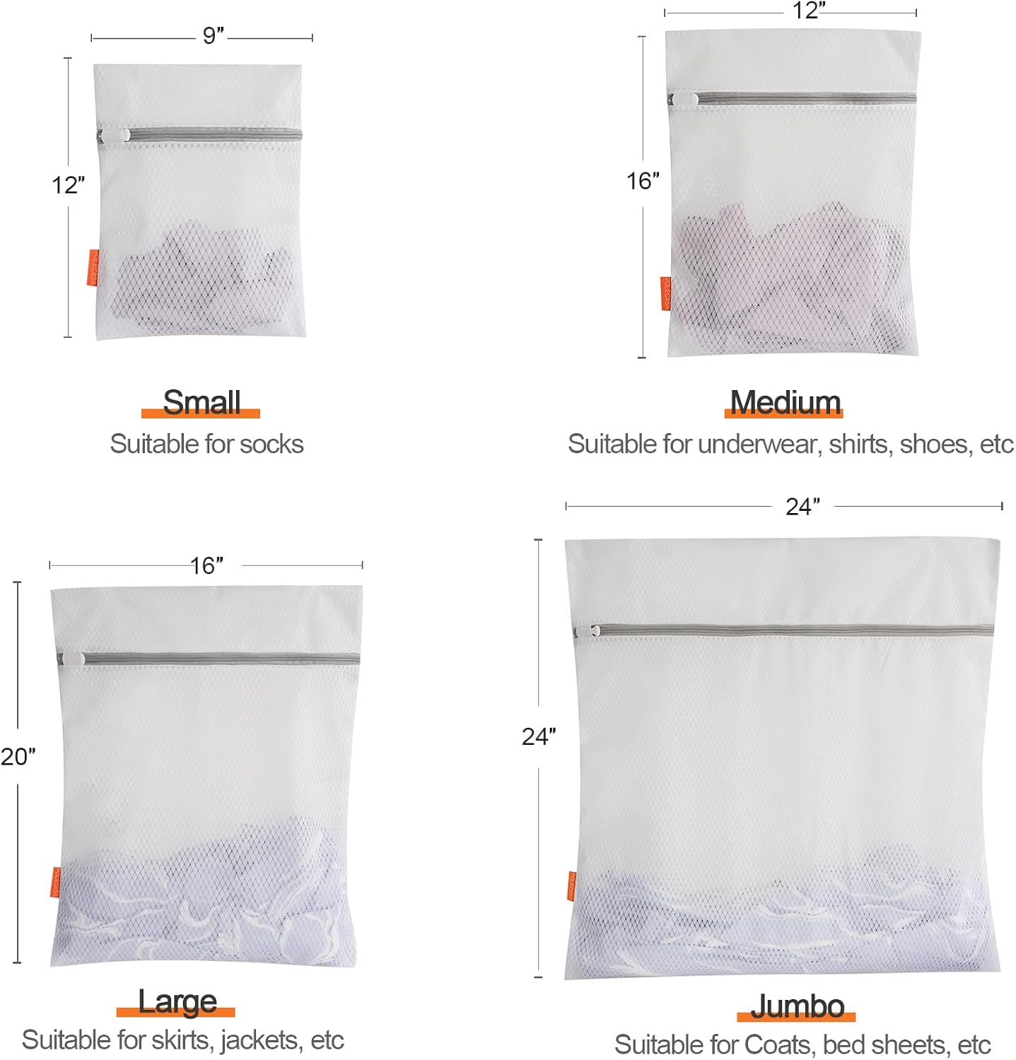 Polecasa Premium Soft 125g Diamond Mesh Laundry Bags with Sturdy Zipper for Delicates – 3 Pack Medium Durable Wash Bags