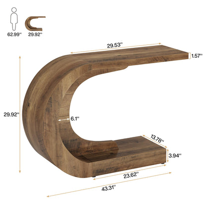 Tribesigns 43.3" Mid-Century Modern Console Table for Entryway, Wood C-Shaped Hallway Entry Accent Table for Living Room, Entrance, Foyer, Easy Assembly, Brown