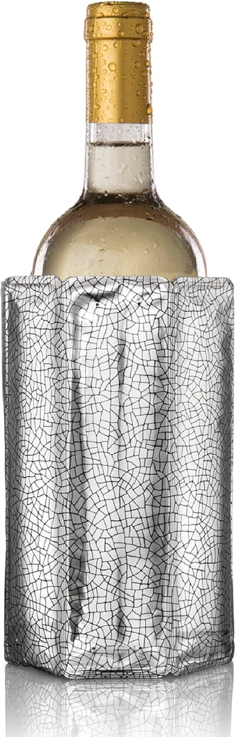 Vacu Vin Silver Rapid Ice Active Cooler Wine Bottle Chilling Sleeve, Standard
