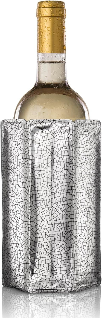 Vacu Vin Silver Rapid Ice Active Cooler Wine Bottle Chilling Sleeve, Standard