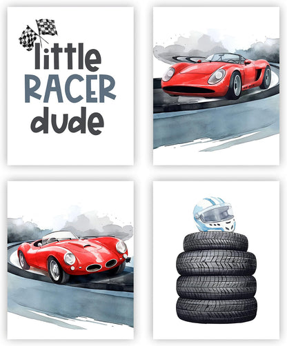 Modern Car Posters Classic Supercar Wall Art Prints, Cool Racing Ferrari Lamborghini McLaren Pagani Canvas Posters for Man Cave Boys Room Wall Decor, Sports Car Art Prints, Set of 4 (8"x10" Unframed)