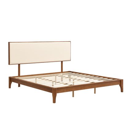 Merax King Size Bamboo Upholstered Adjustable Headboard with 3 Height, Easy Assembly, Brown+Beige