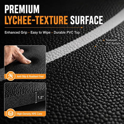 Wrestling Mat, 10x10ft Roll-Up Home Gym Flooring, 1.2 inch Professional XPE Foam Grappling Mat with Non-Slip Lychee Texture for BJJ, MMA, Judo, Gymnastics & Yoga