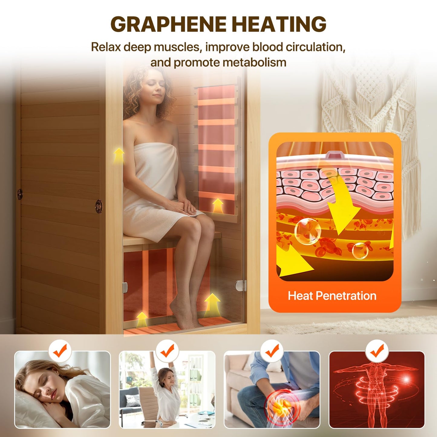 OUTEXER Infrared Sauna Room Indoor Saunas Home Obeche Wood 900W Low-EMF Dry Saunas Single Person Spa with 7 Color Light 32.3 * 28.3 * 61.4 inch