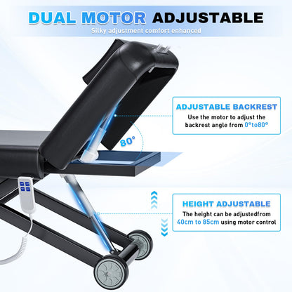 kaiwrxin Fully Electric Massage Table with Lift, 1500lbs Capacity - Professional Adjustable Facial Bed for Estheticians, Spa & Waxing, Heavy-Duty 550lbs Capacity 2r5 2r7 (Black - X-Shaped)