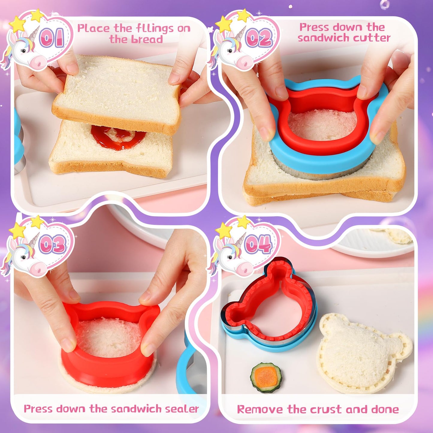 laxizar 8 Pack Sandwich Cutters Cookie Cutters Sandwich Maker Bread Maker Lunchbox 16 pcs Cookie Cutters