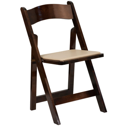 EMMA + OLIVER 4 Pack Fruitwood Wood Folding Chair with Detachable Vinyl Padded Seat