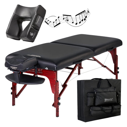 Master Massage 31" Montclair Pro Portable Massage Table with Music Master Crescent Round High Fidelity Sound Face Cradle Cushion, Memory Foam Cushioning, Shiatsu Cable Release, Facial Bed