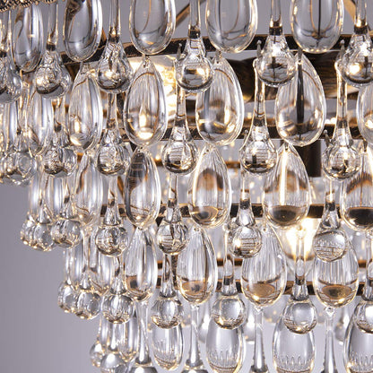 Wellmet Crystal Chandelier, 6-Light 5 Tiers Farmhouse Bronze Ceiling Lighting Fixture, Modern Foyer Dining Room Chandeliers for Bedroom, Hallway, Bar, Kitchen, W20-inch