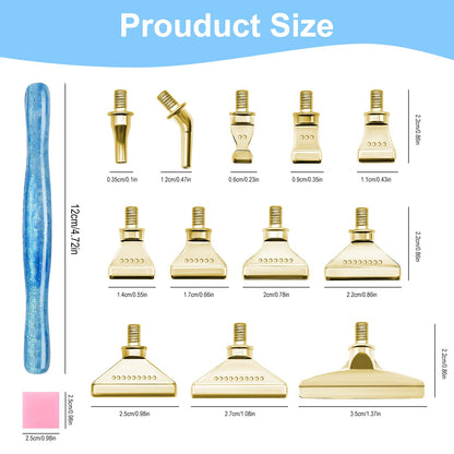 22PCS DIY Diamond Art Pen Painting Tool Set - Metal Threaded Tip Accessories Gem Resin Dotting Pen Supplies Kit (Blue Pen + 12 Tips + 9 Dotting Clay)