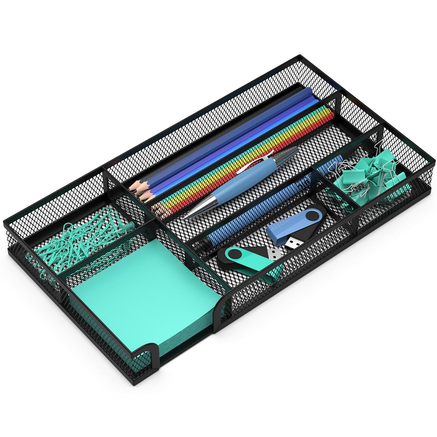 ITAYVAN Desk Drawer Organizer, Small Metal Mesh Drawer Organizer Tray, Office Pencil Drawer Organizer Accessories for Desktop, Bathroom, Kitchen, Makeup, Vanity