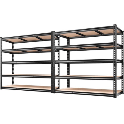 REIBII 48" W Garage Shelving 3020LBS Storage Shelves 5 Tier Industrial Shelving Adjustable Metal Storage Shelves for Garage, Basement, Warehouse, Commercial, Easy Assemble, 48" W x 72" H x 24" D, 2PC