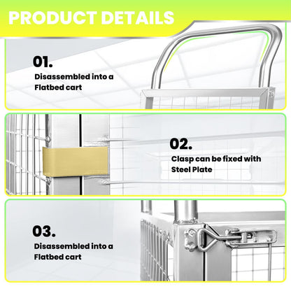 2200LBS Platform Truck Cart with Cage, 2200LBS Platform Truck Carts with Cage, 4-in-1 Multifunctional Truck Cart, for Warehouse Handling, Home, Commercial, Stall, Storage