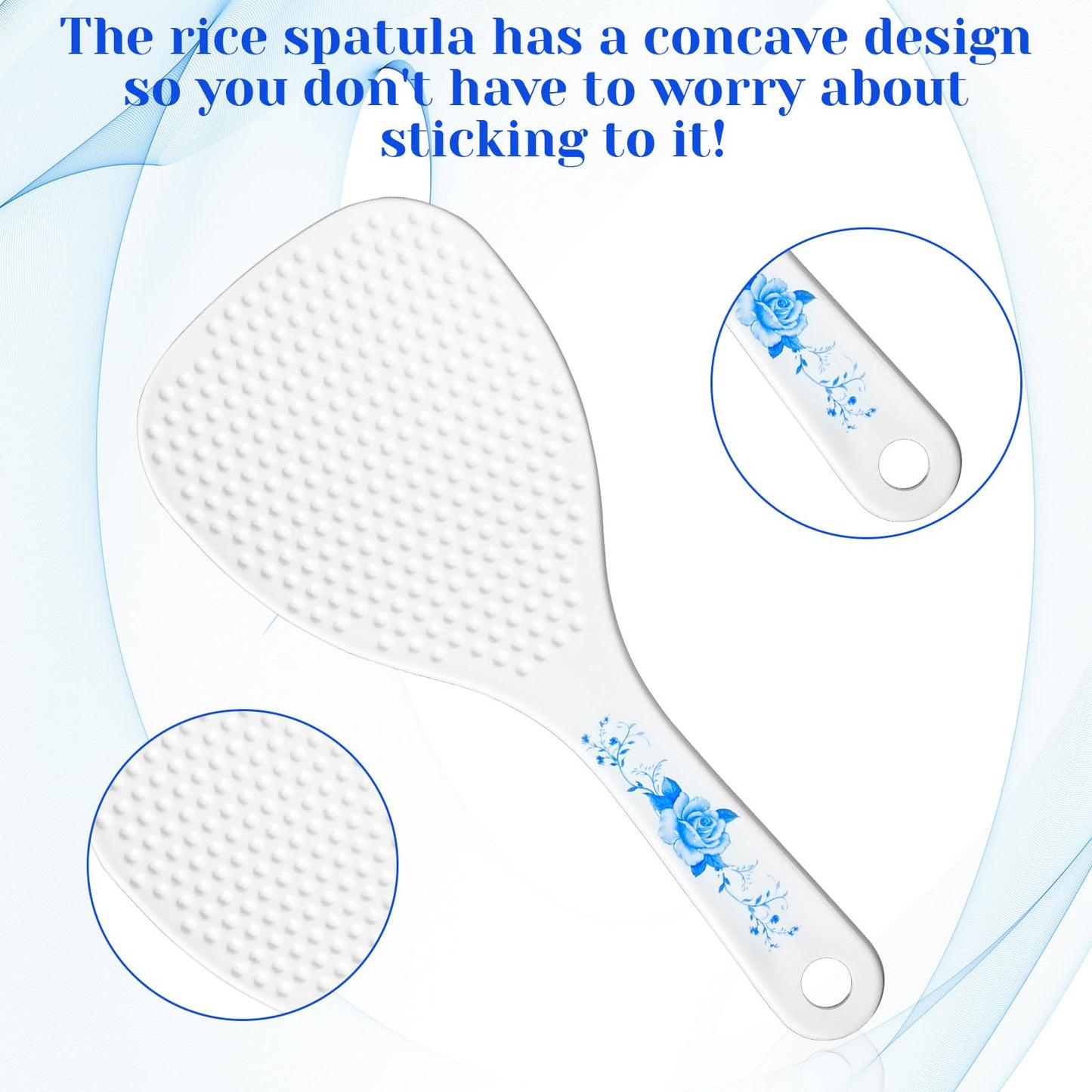 Mabor 2-Pack Rice Spoon Set - White Non-Stick Rice Paddle, 19cm PP Kitchen Utensil with Hanging Hole