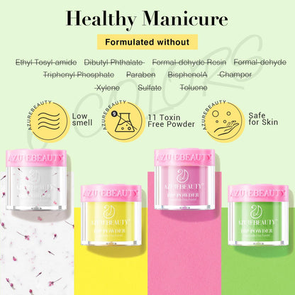 AZUREBEAUTY Dip Powder Nail Kit Starter, All Season Skin Tone Nude Brown 4 Colors Acrylic Dip Powder Liquid Set with Base/Top Coat Activator for French Nail Art Manicure DIY Salon Gifts