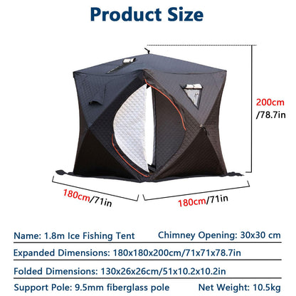 WACLMOTAKE Outdoor Sauna Tent Pro, Portable 4 Person Ice Fishing Tent 3-Layer Insulated Ice Fishing Shelter with 210D Oxford Fabric, All-Weather, Insulated, Solid, Panoramic View ice-Fishing-1.8m