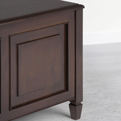 SIMPLIHOME Connaught Entryway Storage Bench - 51 inch Wide Solid Wood Storage Trunk Seat in Dark Kona Brown, Traditional Bench for Entryway or Living Room with Lift-Up Lid and Decorative Moulding