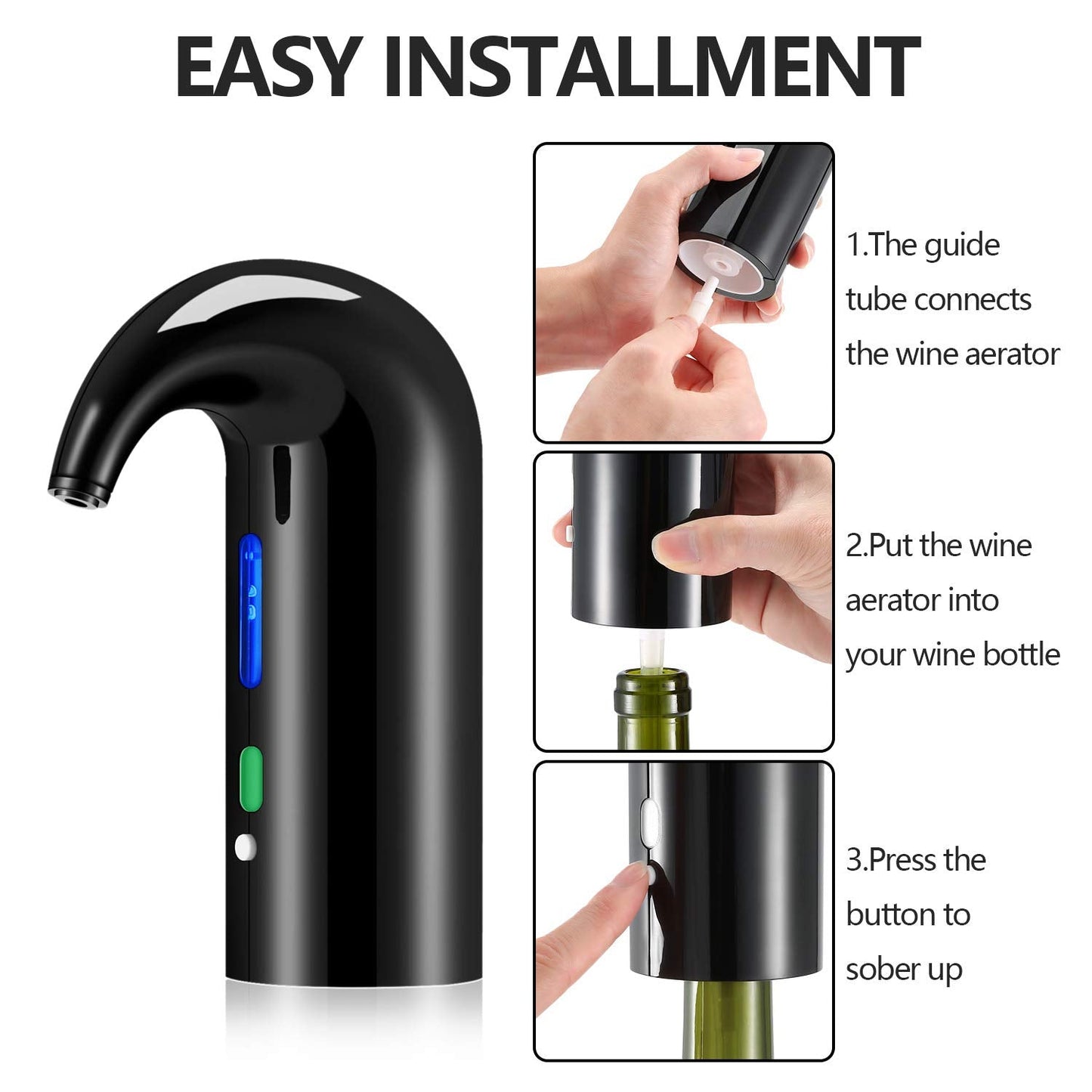 Wine Aerator Electric Wine Decanter Best Sellers One Touch Red -White Wine Accessories Aeration Work with Wine Opener for Beginner Enthusiast - Spout Pourer - Great Mothers Day Gift for Mom