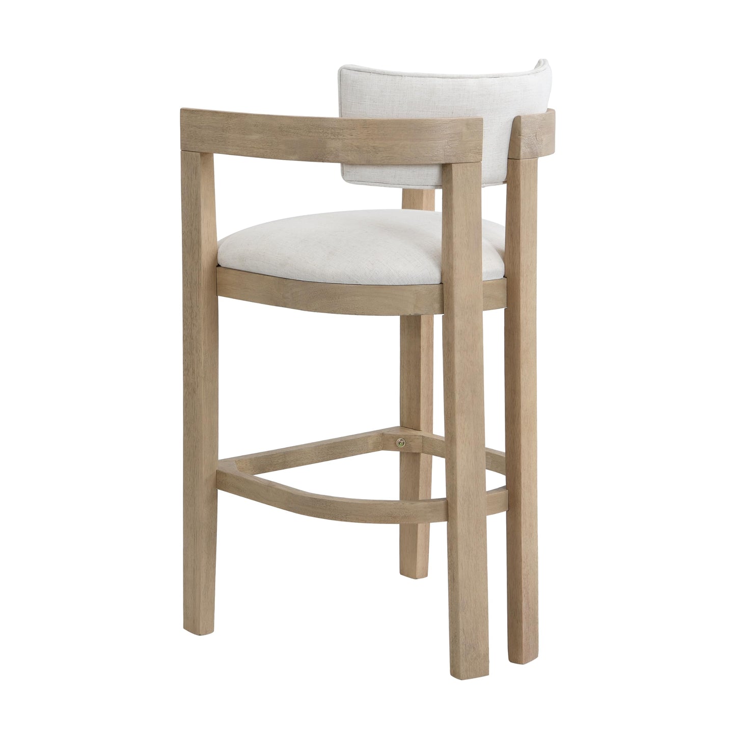 Christopher Knight Home Falcon Bar Stools Set of 2, Fabric Round Backrest Counter Height Barstool for Kitchen Island, Wooden Dining Room Chair, Bar Table Counter Stool with Footrest, Light Ash+Beige