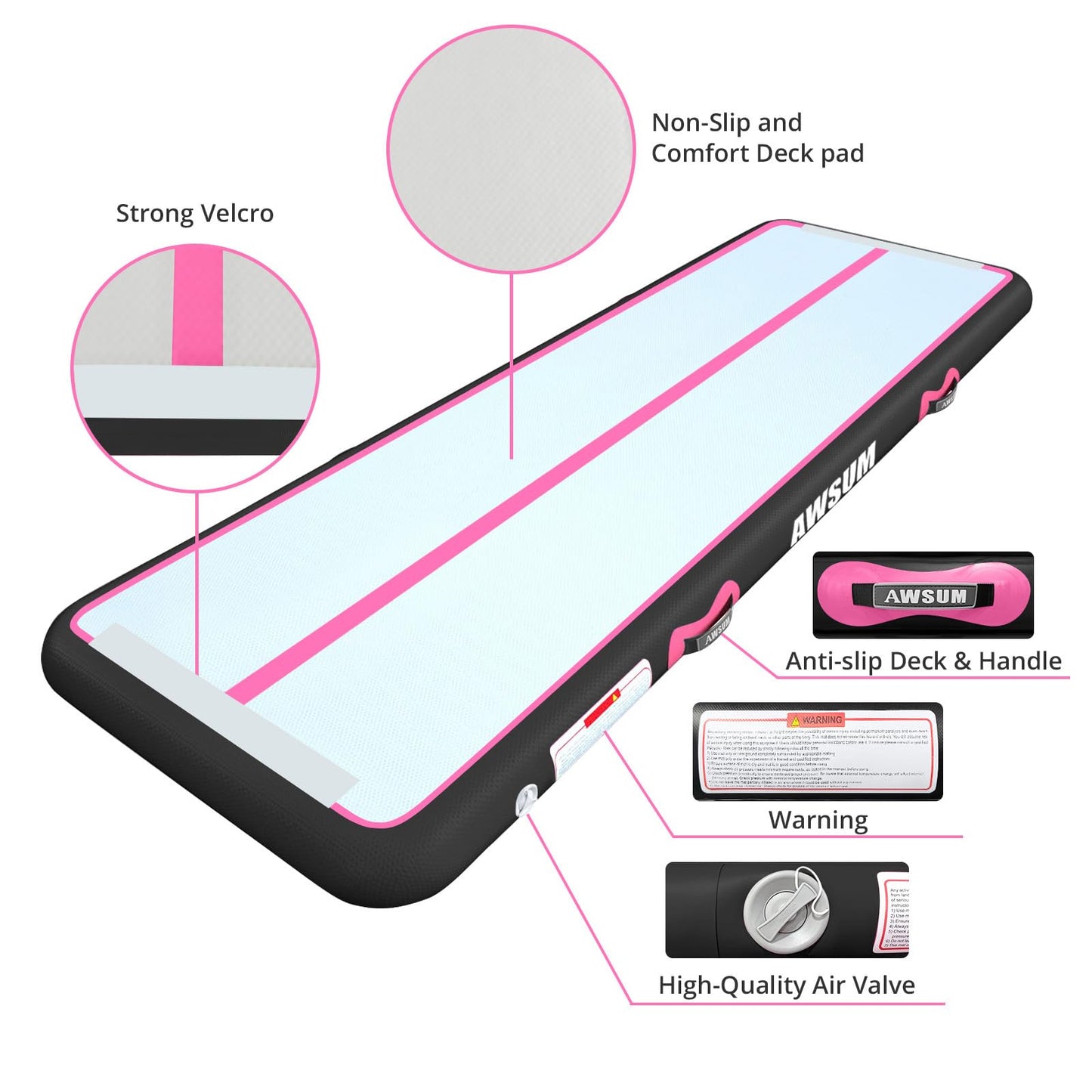 AWSUM 13ft Gymnastics Mat with Air Roller Tumbling Barrel Back Somersault Backbend Trainer for Inflatable Gymnastics Springboard Back Handspring Equipment, with Electric Pump