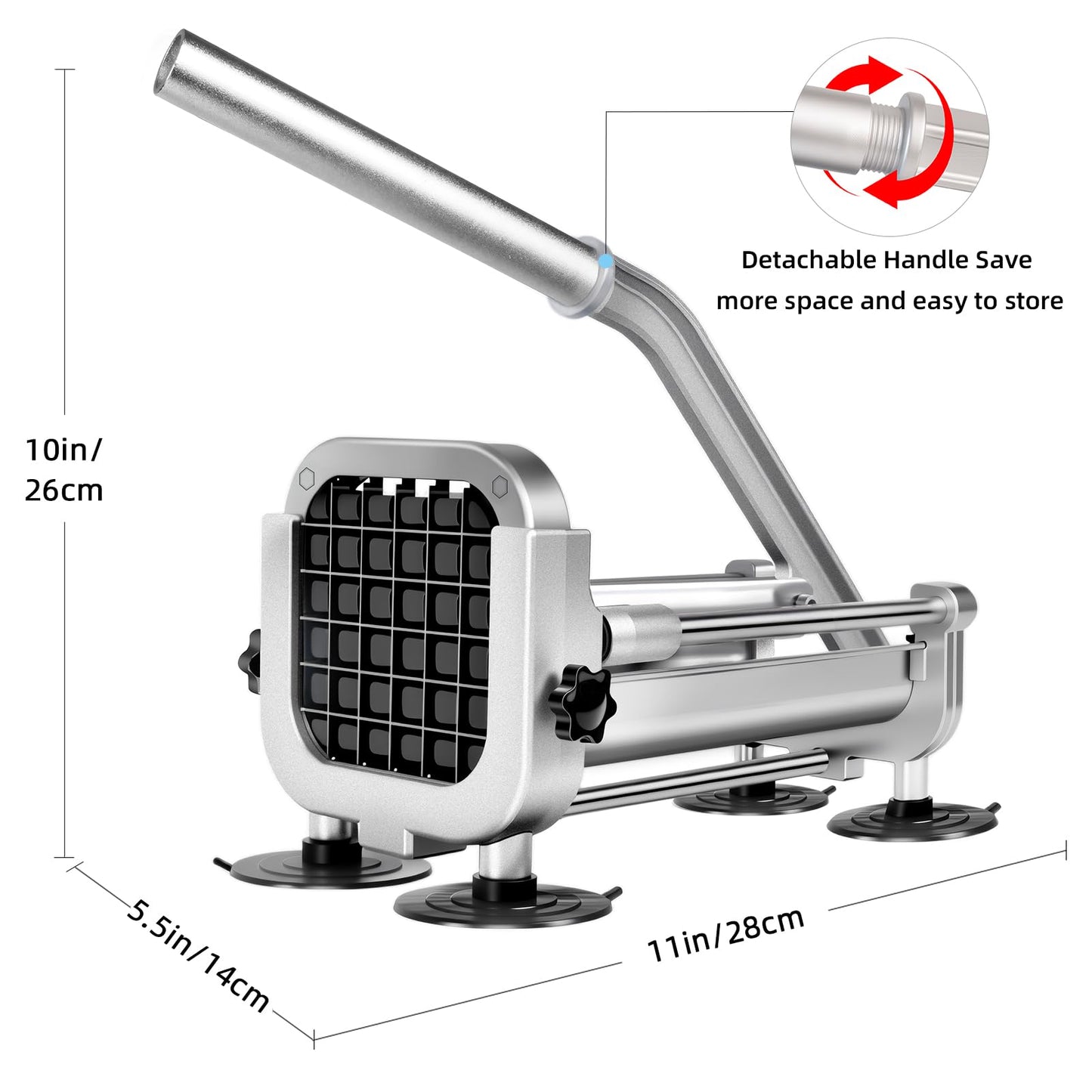 2Pcs French Fry Cutter, ZSCOOKLY Heavy Duty Potato Cutter Stainless Steel with 1/2-Inch and 3/8-Inch Blade Great for Potatoes Carrots Cucumbers.