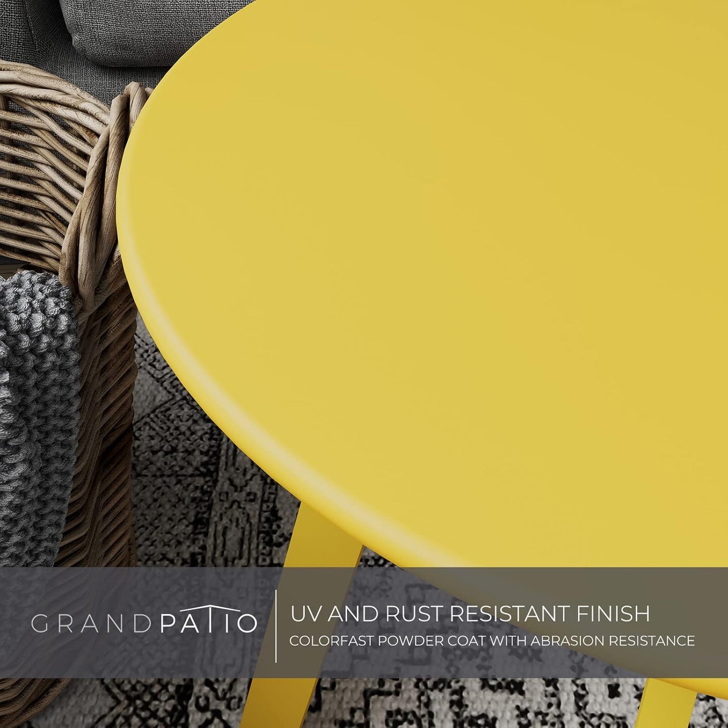 Round Outdoor Side Table with Square Feet - Perfect for Patios and Balconies