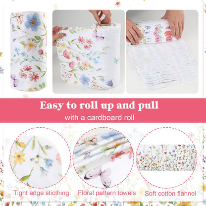 IANFEPH 36 Pcs Reusable Paper Towels Roll Paperless Cotton Cloth 9.8" X 11" Washable Kitchen Towel Absorbent Soft Flannel Reusable Hand Napkin for Home Bathroom Cleaning Household Dishcloth