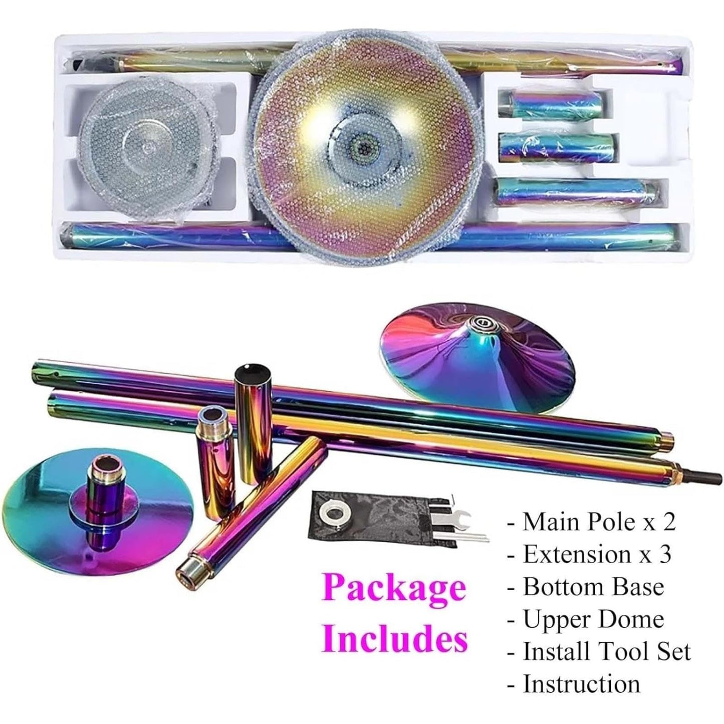 Portable Removable Pole with Ceiling Mount, Spinning/Static Mode, Fitness Equipment for Dancers & Beginners
