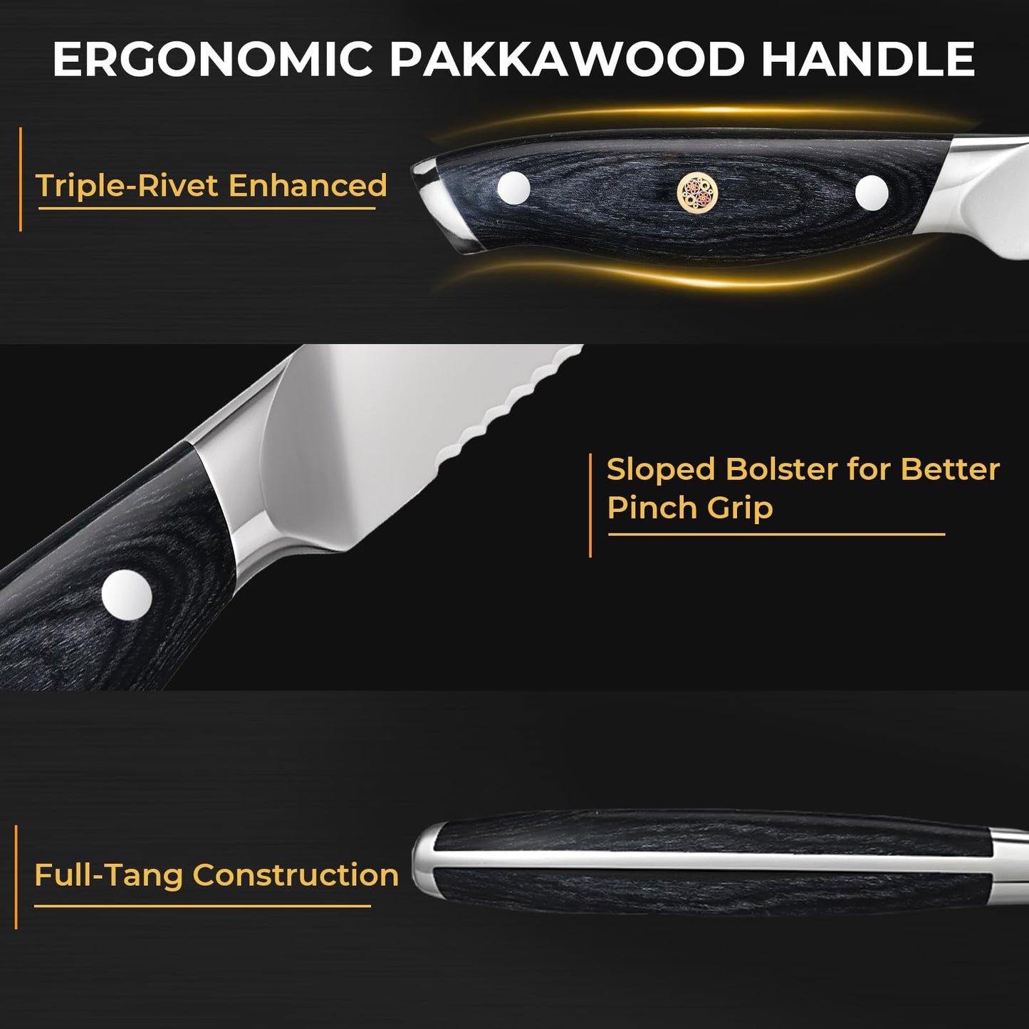 DiiHAUZZ Bread Knife, 10 Inch Serrated Knife for Slicing Homemade Bread, Razor Sharp High Carbon Steel, Professional Bakery Kitchen Knives with Full Tang Ergonomic Handle for Sourdough, Bagel, Cake