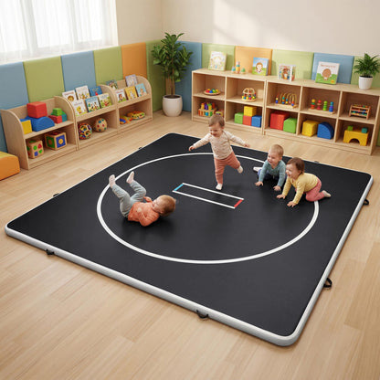 Fnova Inflatable Wrestling Mat 10x10 FT x 4 IN, PVC Portable Wrestling Mats for Home, 4" Thick Jiu Jitsu Mats with Circles for Wrestling, Martial Arts, Jitsu, BJJ, Boxing, MMA, Judo Indoor Outdoor Use
