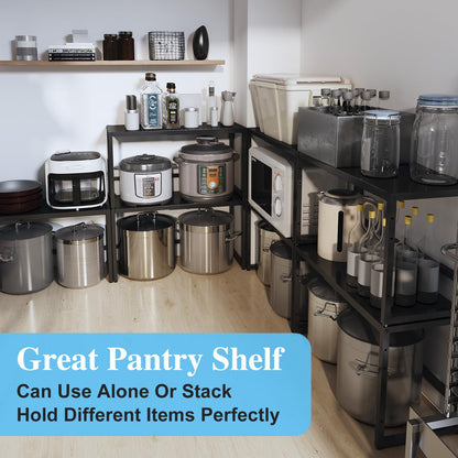 Expandable Metal Storage Shelves, 110LBS Heavy Duty Shelving Units and Storage For Pots Pans Small Appliances, Adjustable Metal Storage Shelf Rack For Kitchen Cabinets Closet Pantry Warehouse Garage