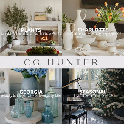 CG Hunter Designer Faux Olive Tree, Premium Handmade Artificial Indoor Tree Stands 8-ft Tall, Lifelike-Leaves & Hand Painted Trunk, Black Grower Pot Included