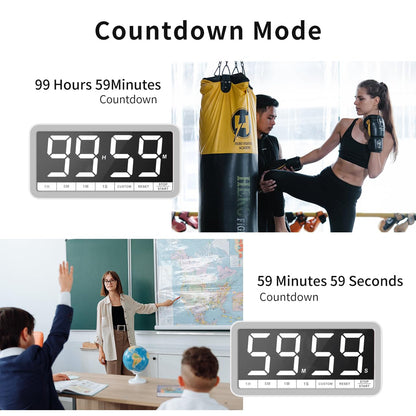 VOCOO Digital Kitchen Timer with 7.8” Extra Large Display, Magnetic, LED with 3 Brightness, 4 Alarms and 3 Volume Levels, Battery Countdown Count Up Timer for Cooking, Classroom, Home Gym (White)