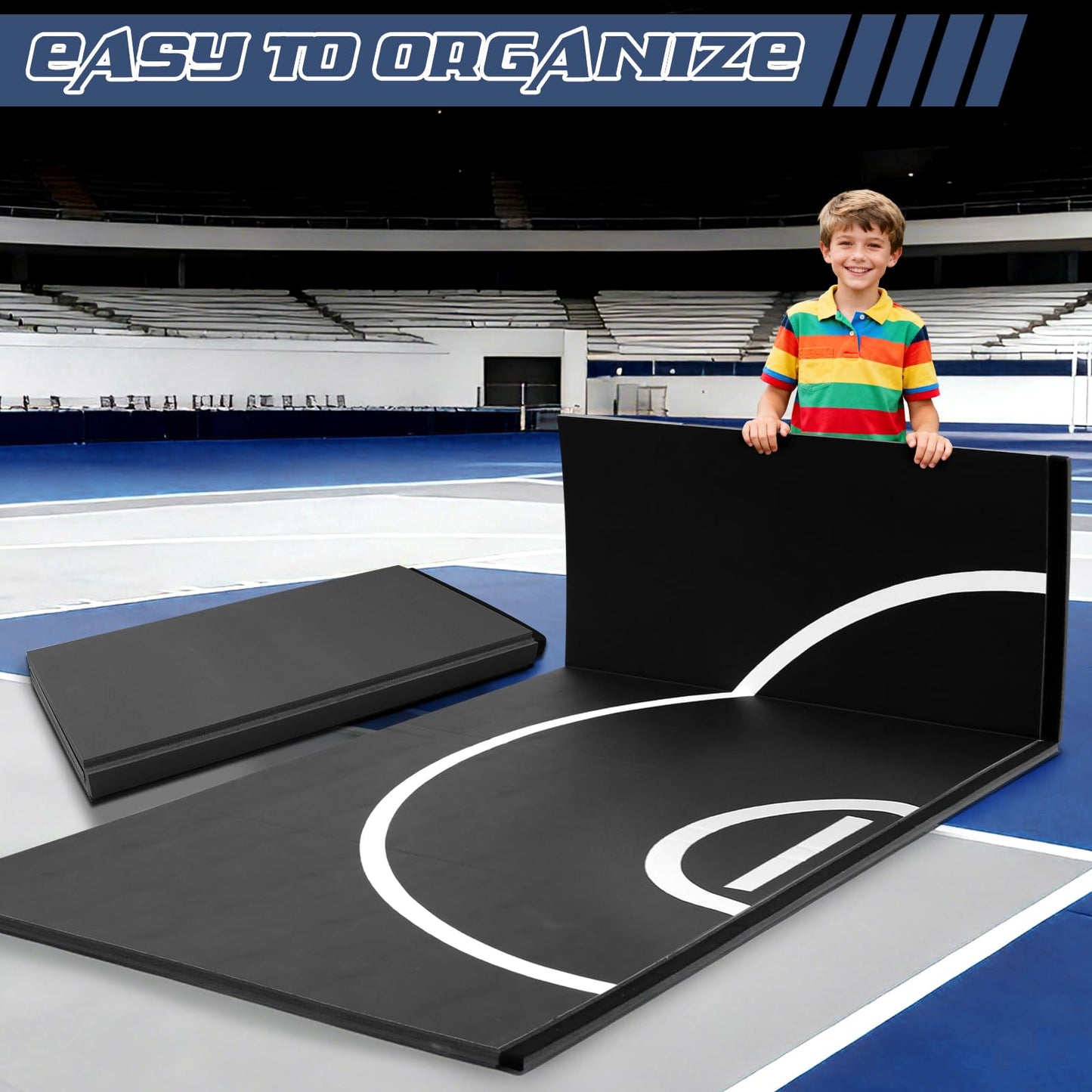 KIKILIVE Wrestling Mat Large 10x10FT for Home Workout, High-Density XPE Foam Training Mat for MMA Exercise Yoga, 1.2inch Thicken Folding Gym Mat for Tumbling Grappling Boxing Taekwondo Cheerleading, Black