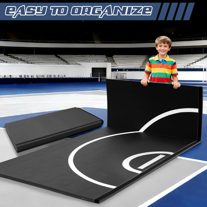 KIKILIVE Wrestling Mat Large 10x10FT for Home Workout, High-Density XPE Foam Training Mat for MMA Exercise Yoga, 1.2inch Thicken Folding Gym Mat for Tumbling Grappling Boxing Taekwondo Cheerleading, Black