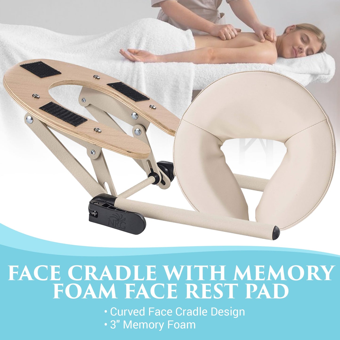 NRG Vedalux Portable Massage Table Package | Vanilla Cream | Folding Lightweight Massage Bed | Professional Spa Table with Face Cradle, Hanging Armrest & Carrying Case