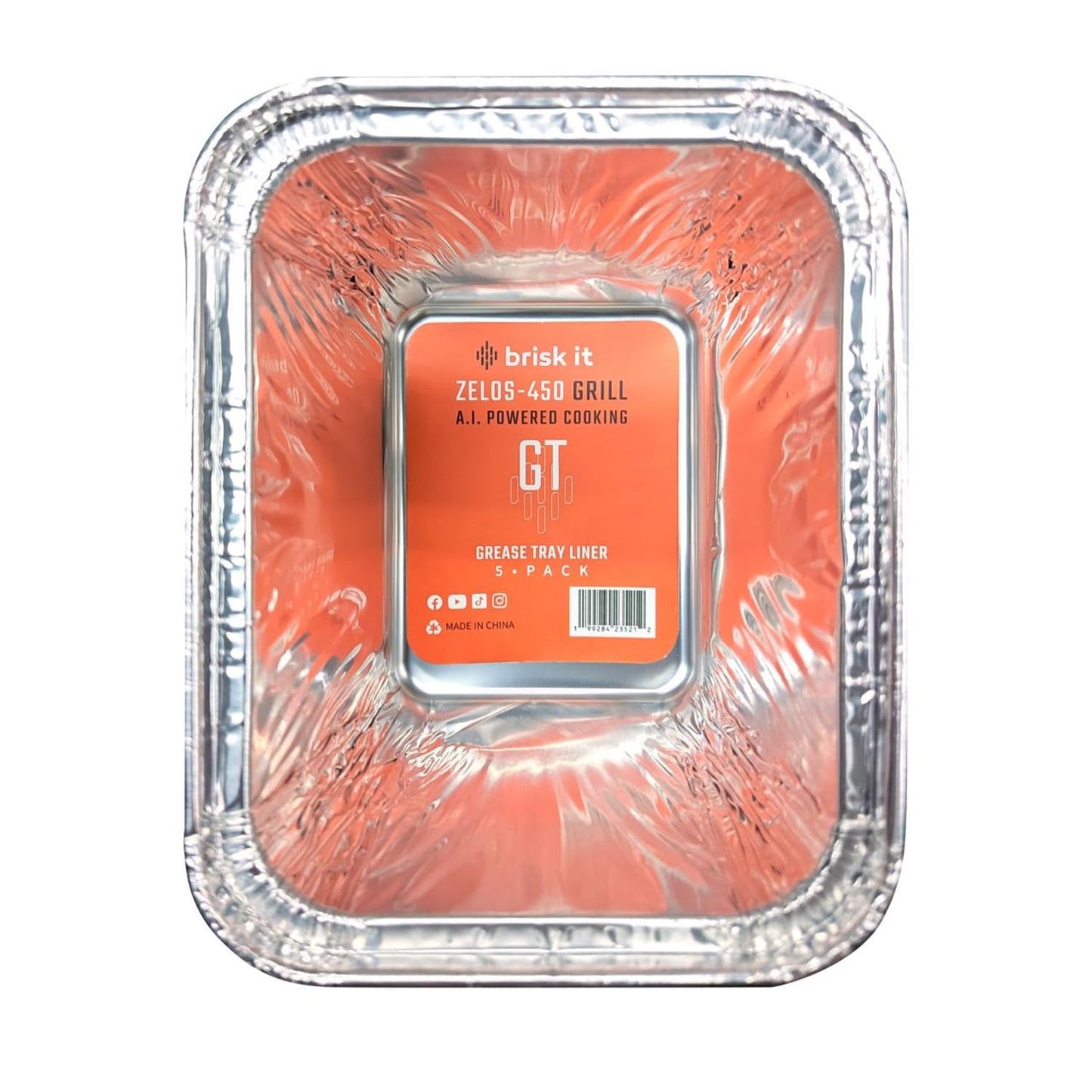 Brisk It Grease Tray Liner Compatible Zelos-450 Grill, Grill Accessories, Aluminum, 10Pack
