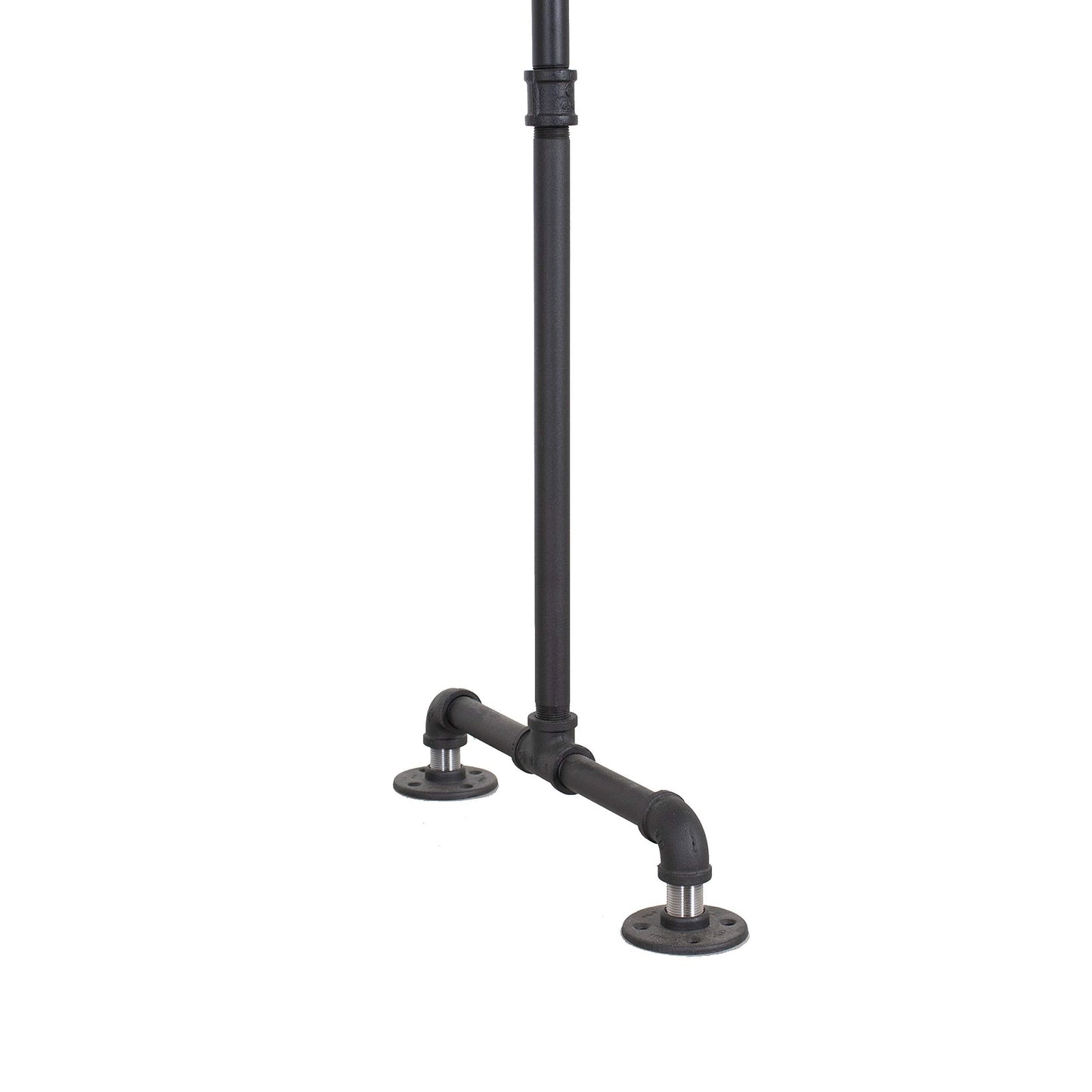 William Roberts Vintage Industrial Pipe Clothing Rack with Solid Wood Top Shelf, Black, 43" W x 64" H x 17" D