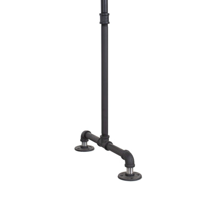 William Roberts Vintage Industrial Pipe Clothing Rack with Solid Wood Top Shelf, Black, 43" W x 64" H x 17" D