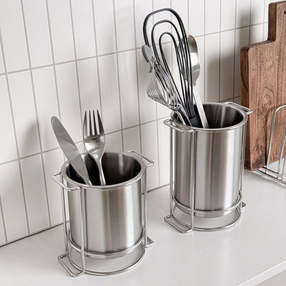 IMEEA Cutlery Holder SUS304 Stainless Steel, Utensil Drying Cup for Forks, Spoons, Knives and Chopsticks, Small Countertop Flatware Organizer