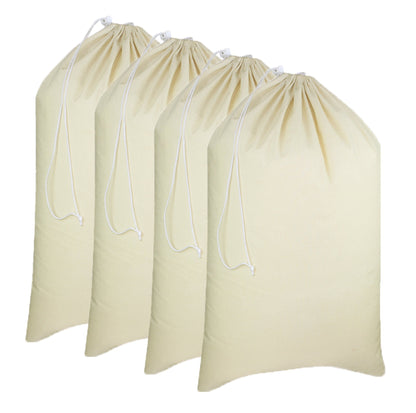 COTTON CRAFT Extra Large Laundry Bags -4 Pack Heavy Duty Durable Cotton Canvas Drawstring Closure Washable Laundry Bag - Back to School Travel College Dorm Basket Liner Clothes Organizer - XL 28 x 36