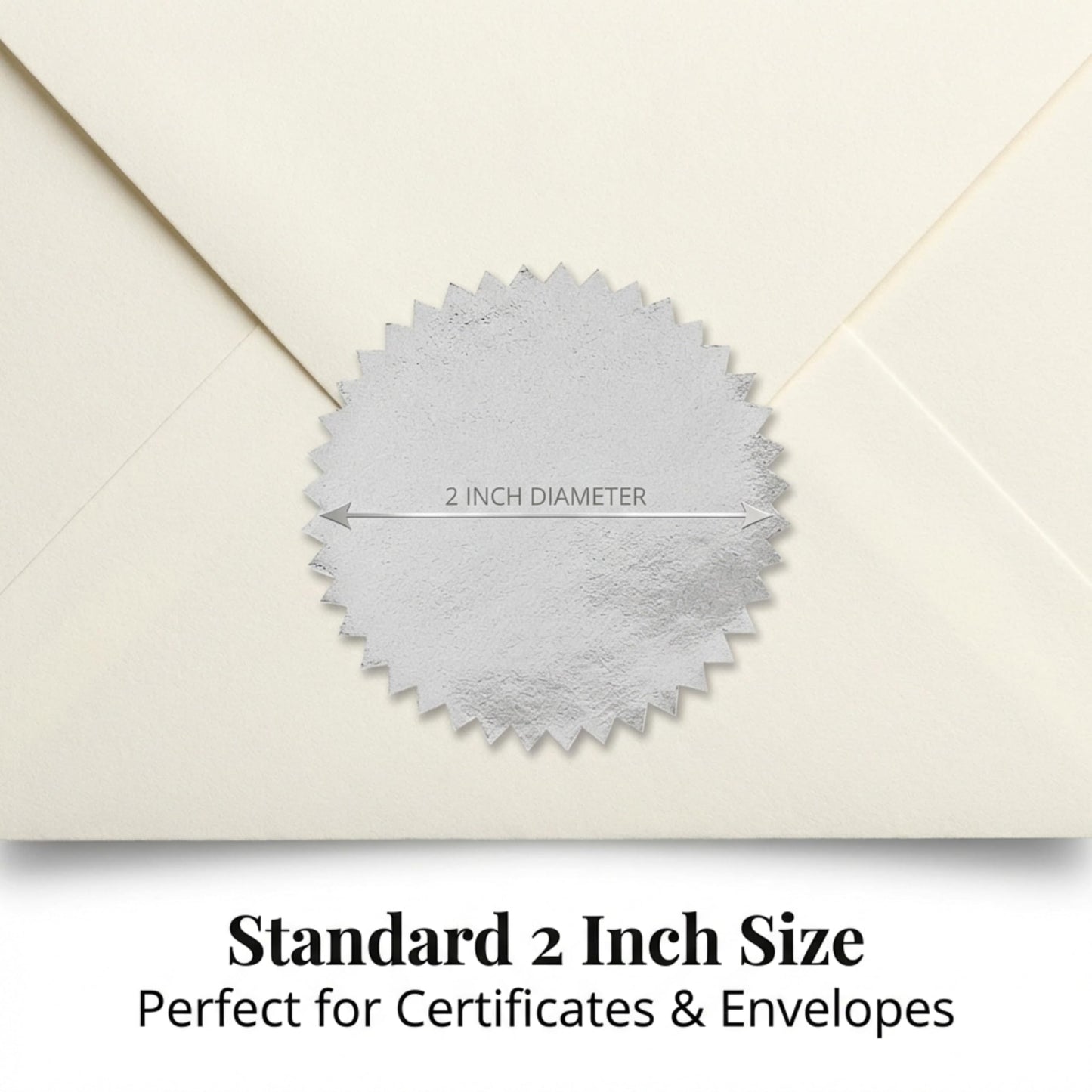 PaperDirect Silver Foil Certificate Seals, 2" Self‑Adhesive Scalloped Stickers, 100‑Pack for Awards, School Certificates, Workplace Recognition, Diplomas & Official Documents
